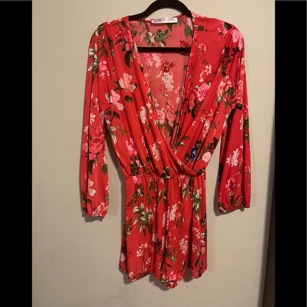 Flowery Orange Romper